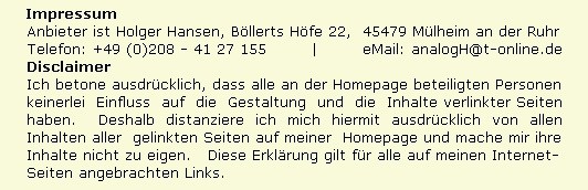 Impressum und Disclaimer